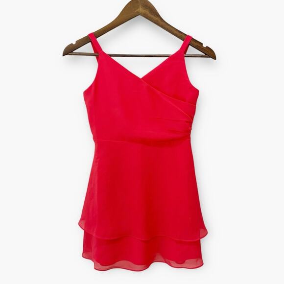 Zac Posen Tops - Zac Posen Coral Sleeveless Faux Wrap Layered Top Blouse Size 10